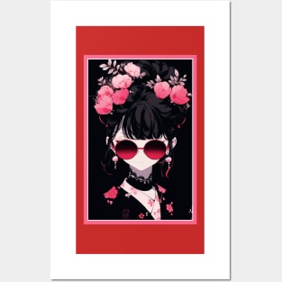 Aesthetic Anime Girl Pink Rosa Black | Quality Aesthetic Anime Design | Premium Chibi Manga Anime Art Posters and Art